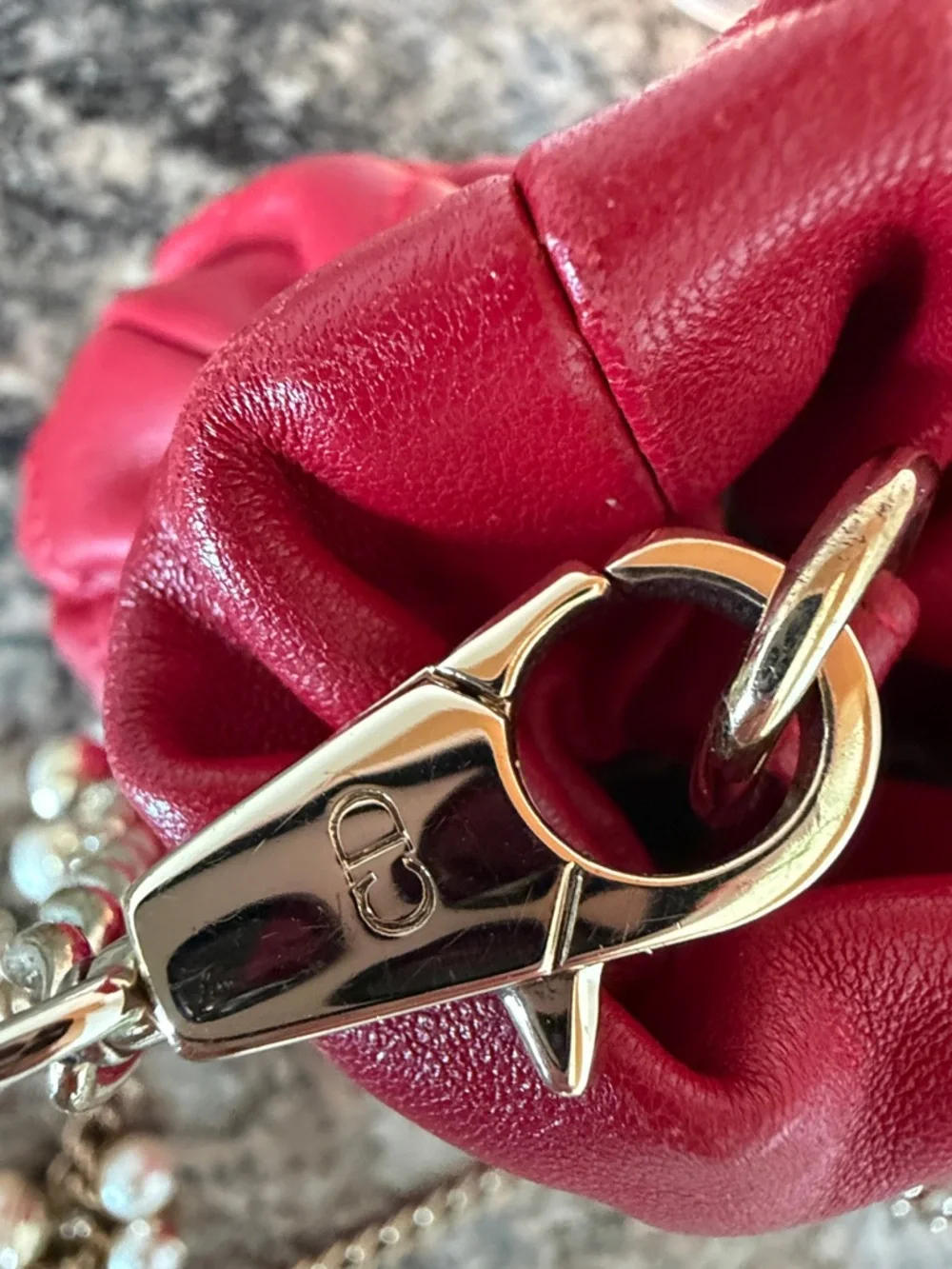 Christian Dior Red Gaufre Cannage Delices Mini Bag
